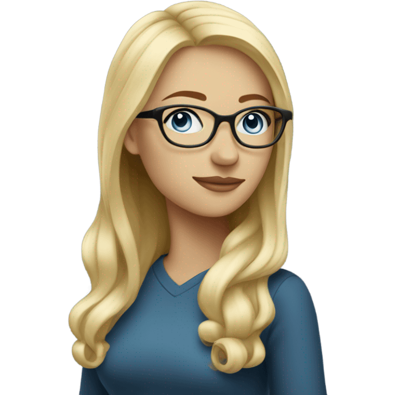 Beautiful blonde woman with blue eyes, side profile wearing glasses  emoji