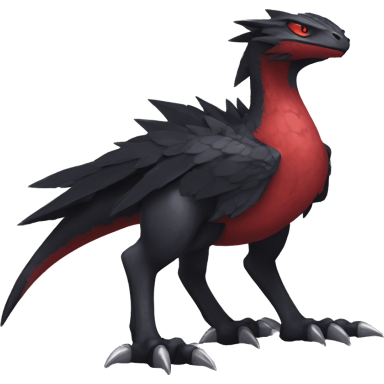 cool edgy black and red Dark-type nargacuga Pokémon full body emoji