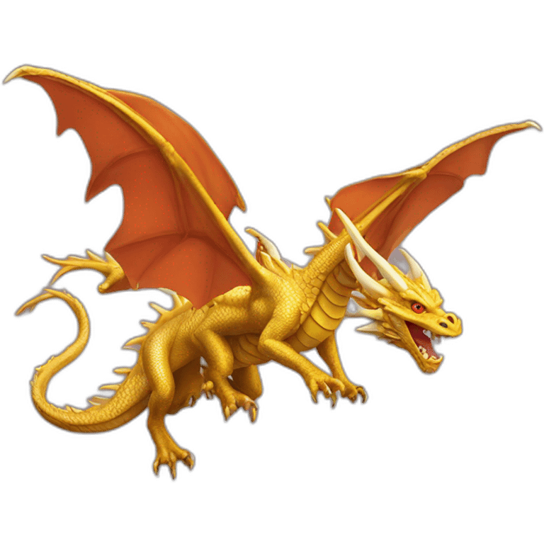 Flying Three headed gold dragon emoji