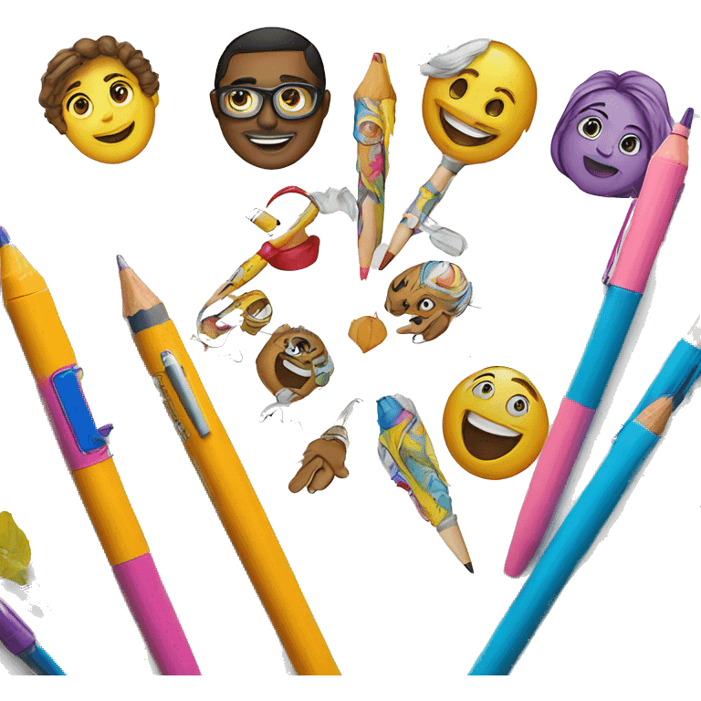 Coloring book with pens emoji