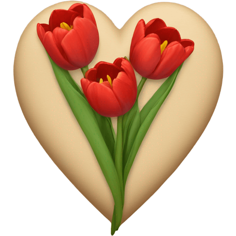 beige heart with tulips red emoji