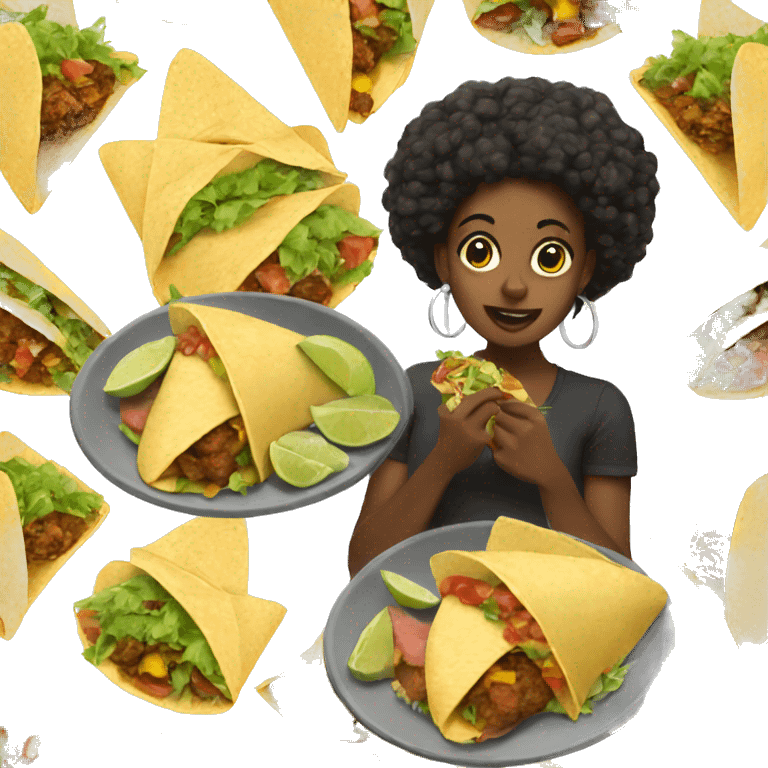 black girl eating tacos emoji