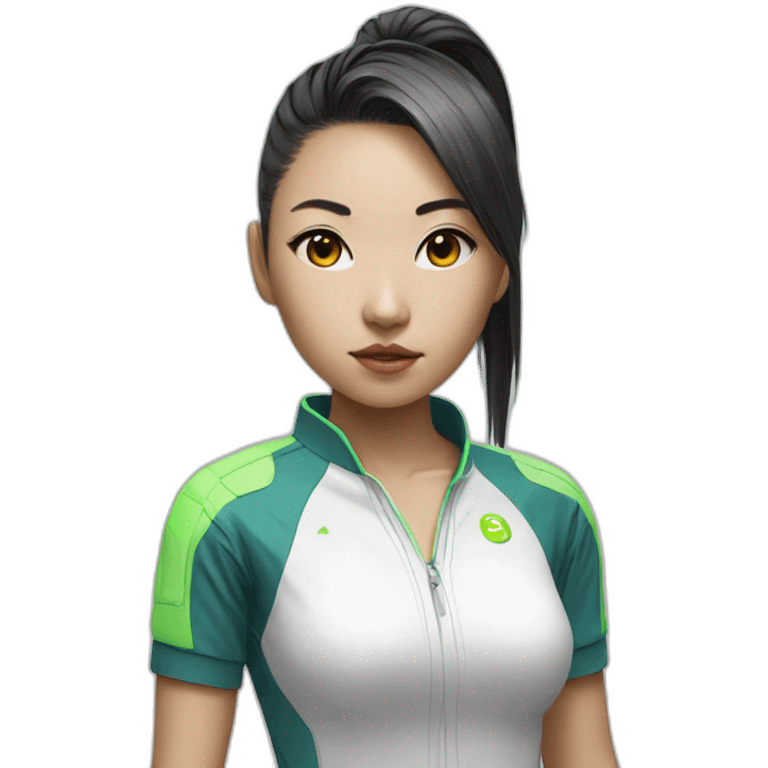 augmented cyberpunk asian girl in tennis uniform emoji