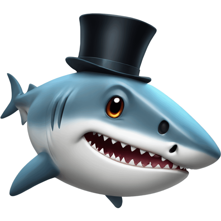 Shark with a top hat emoji