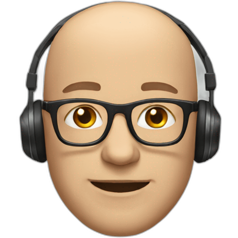 bald man with glasses and headphones emoji