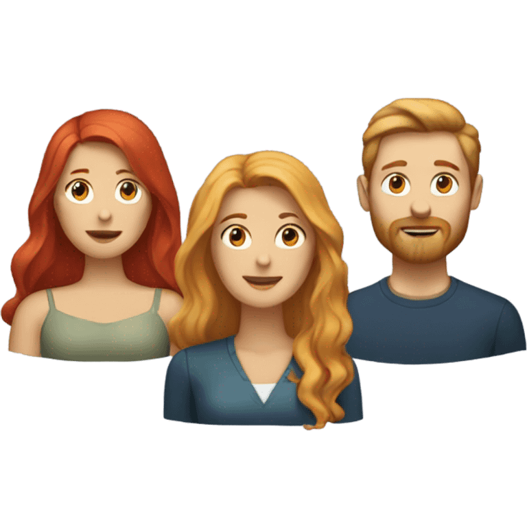 A Blonde woman, a long red hair woman, and a man with a short beard emoji