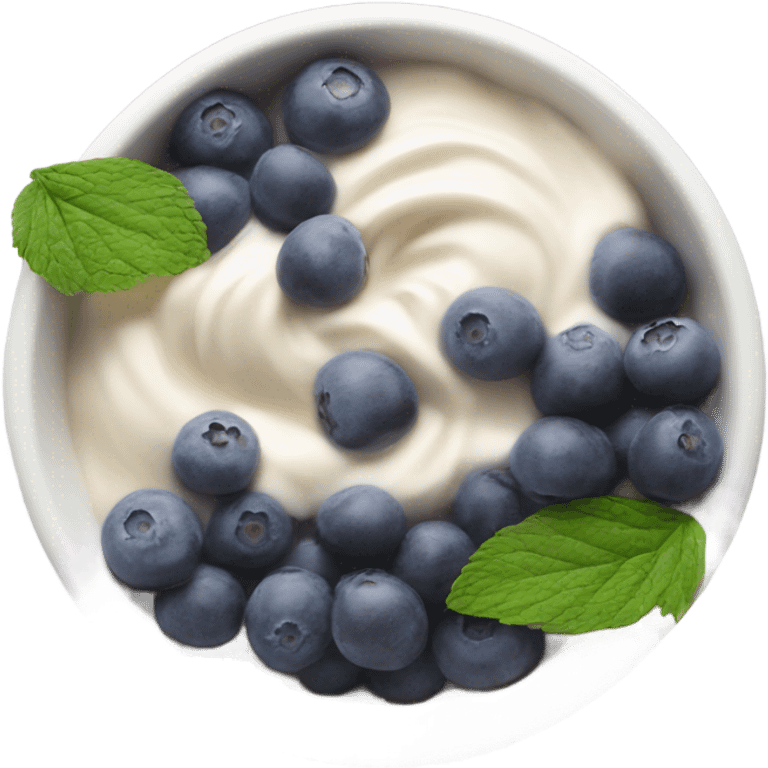 White acai bowl with blueberries , view from top emoji