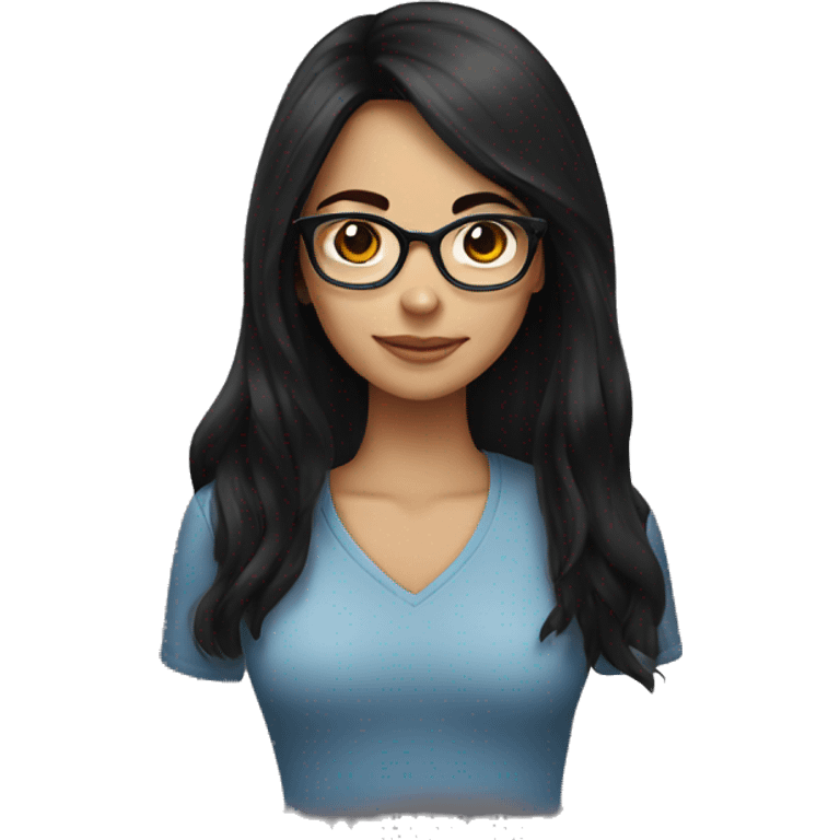 a brunette girl with glasses and long black hair emoji