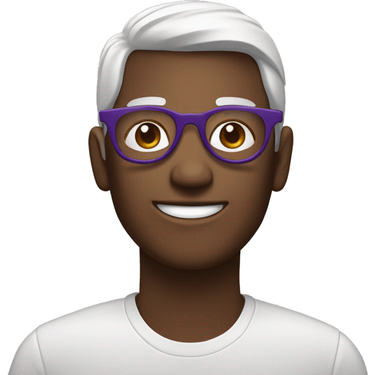 Pelo café con lentes morados emoji