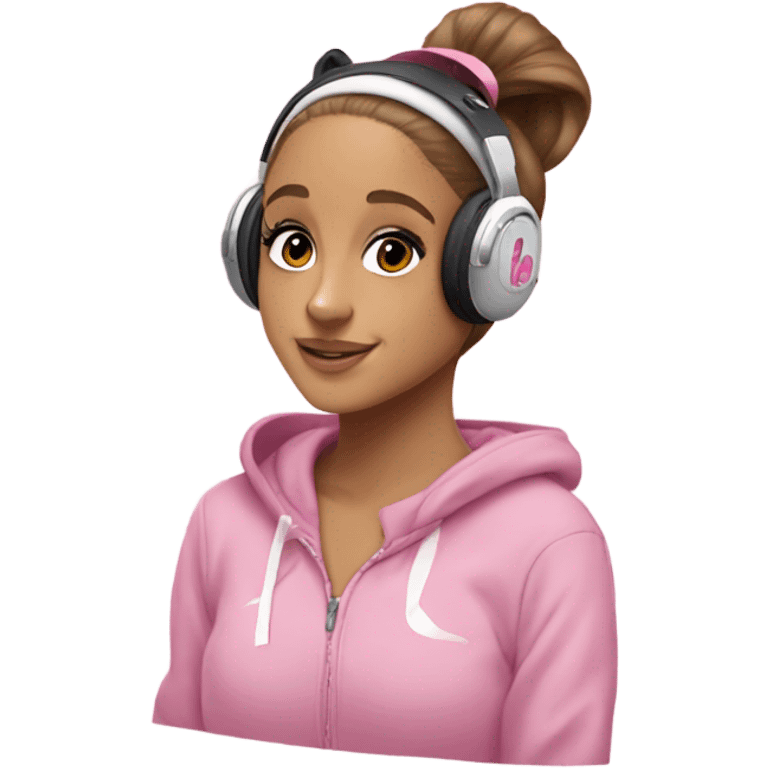 Ariana grande wearing headphones and pink 27C Nikes  emoji