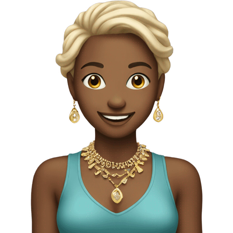 smiling girl with jewelry emoji