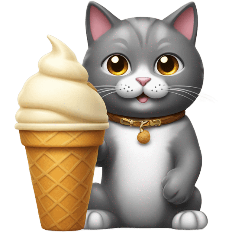 A cat holding an ice cream with one hand and an ice tea with the other hand  emoji