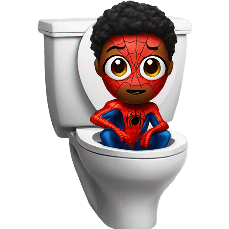 Black Spider- Man in a toilet emoji