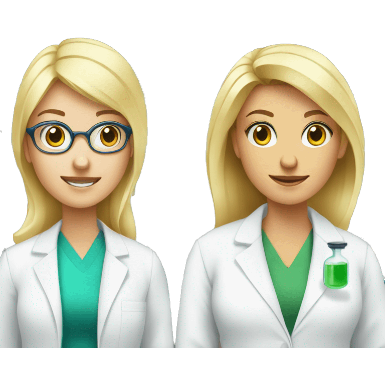 Chemist in lab and blonde female pharmacist emoji