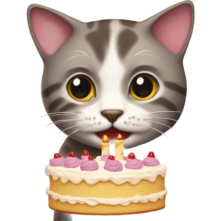 Cat with a cake emoji