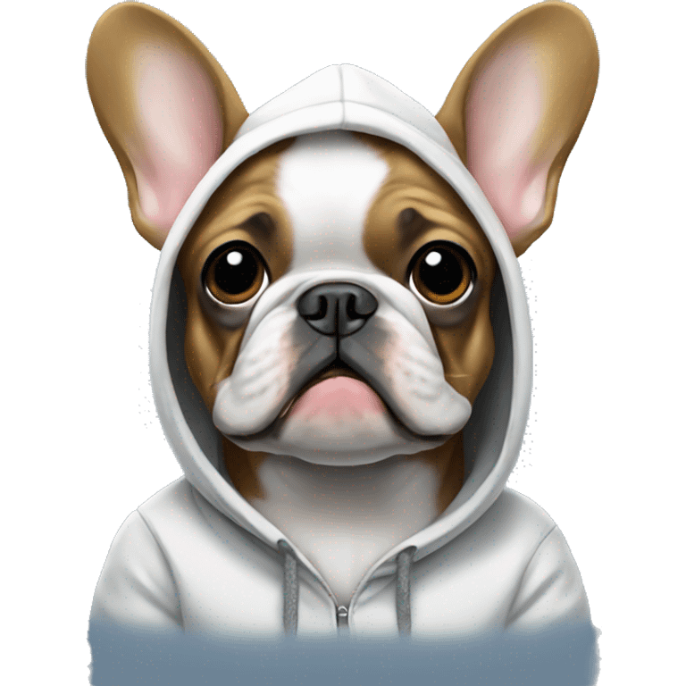 French bulldog wearing a hoodie emoji