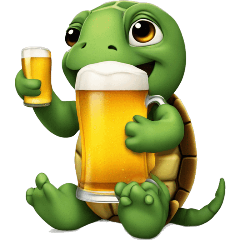 drunk turtle holding a beer sad emoji