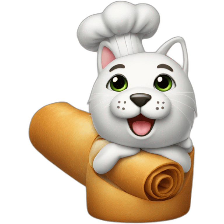 roll stands on his apron paws emoji