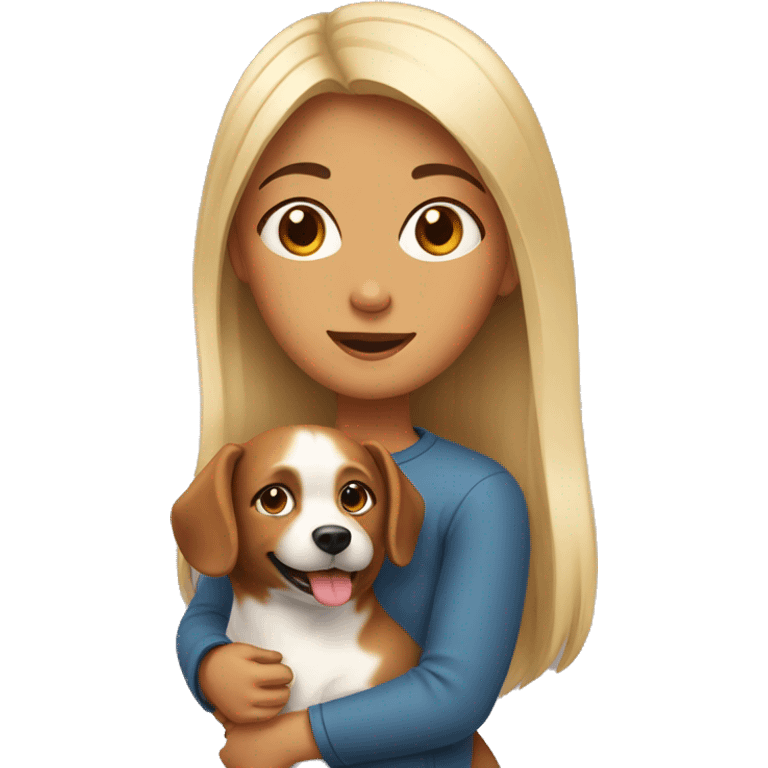 Girl with dog spitz emoji