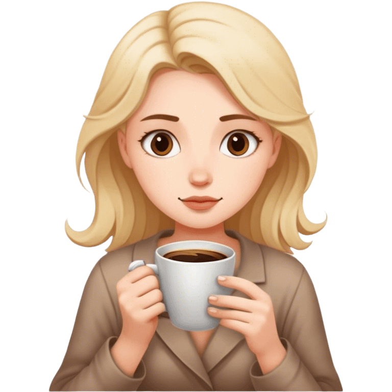 Girl drawing sleepily with coffee in hand emoji