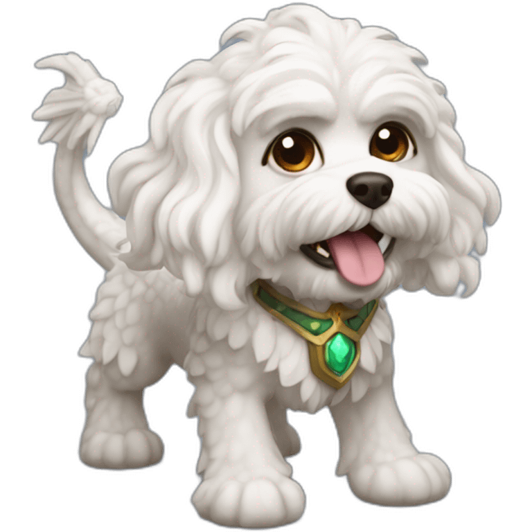 White cavapoo as dragon from World of Warcraft  emoji