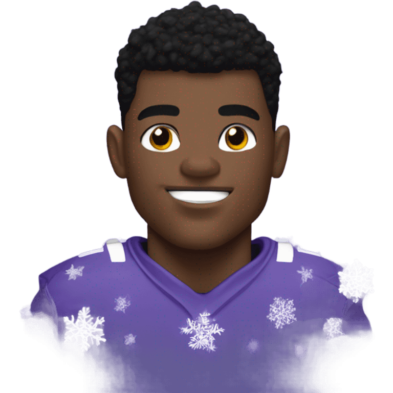 Lamar Jackson playing football in snow emoji