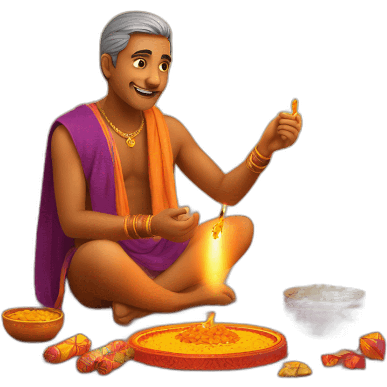 Indian man lighting a cracker on Diwali day emoji