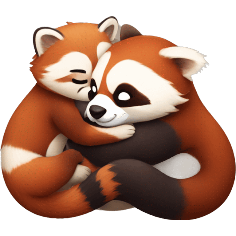 Red panda hugging otter emoji