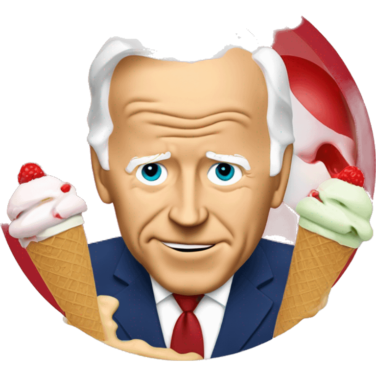 Joe Biden Eating Ice Cream and a red circle around it with lne drawn through it so it becaue not allowed emoji