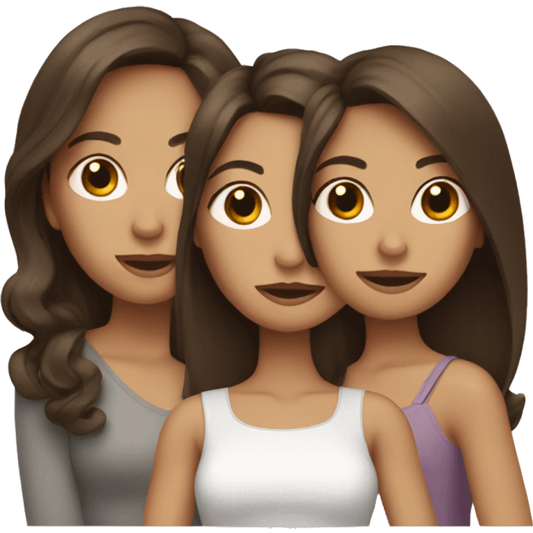 Three female friends with medium length brunette hair emoji