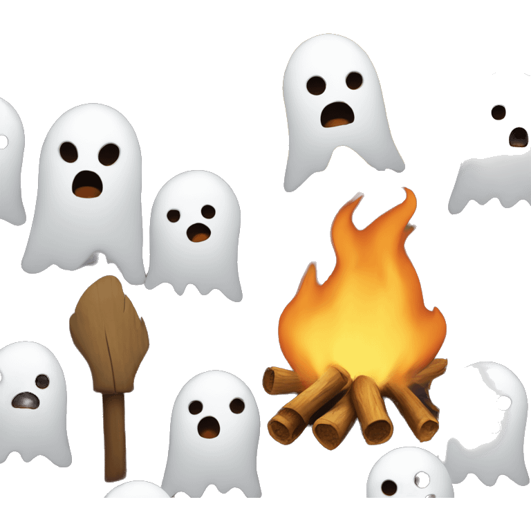 Ghosts scare man near bonfire emoji