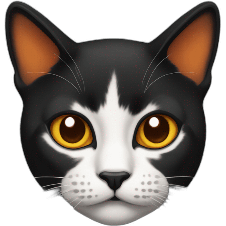 Black tricolor cat with orange and black head emoji