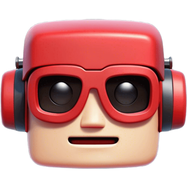 Clash of Clans aesthetic: Cinematic Playful Virtual Boy Portrait Emoji, rendered in a 3D vector-style similar to standard emojis with minimal shading and bold, simplified shapes. A compact, distinct form with signature details, softly glowing with a nostalgic gaming charm. Simplified yet unmistakably iconic, highly detailed and consistent, glowing with a soft radiance and high shine. Stylized with a touch of retro gaming magic and a soft glowing outline, capturing the essence of a beloved gaming relic with a friendly, playful manner! emoji