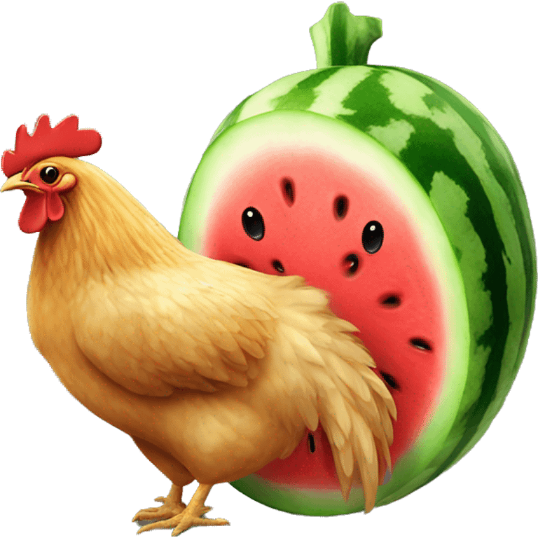 chicken and watermelon  emoji