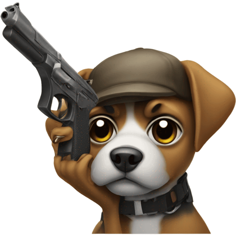 Dog With a gun and mask on emoji