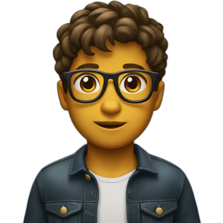 niño con lentes pelo lacio negro emoji