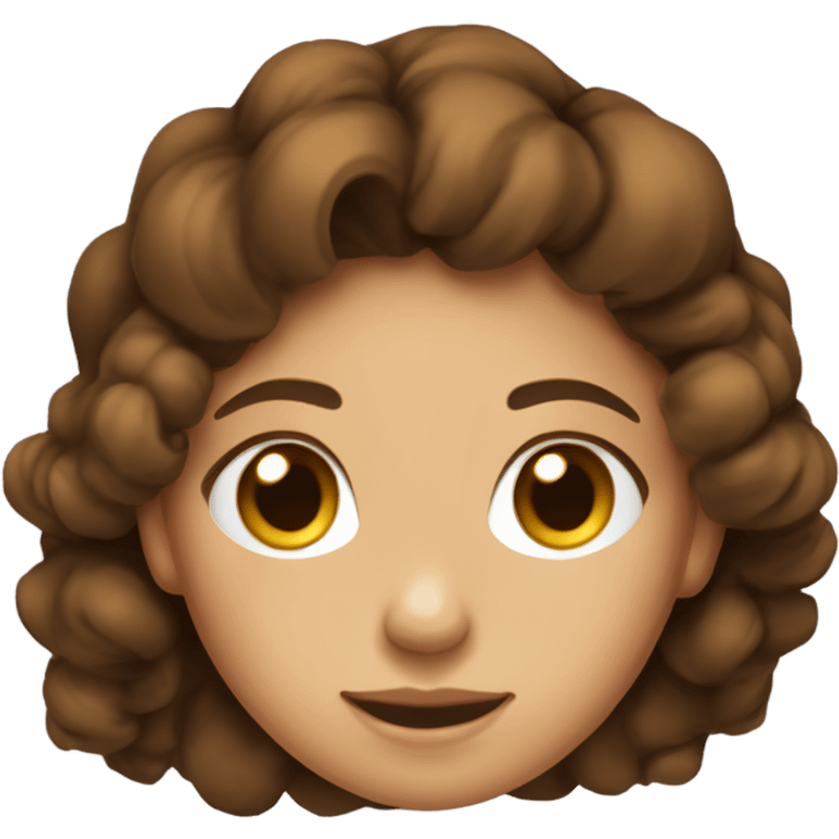 menina pele clara, cabelo ondulado marrom escuro e olhos da mesma cor so que um pouco mais claros emoji