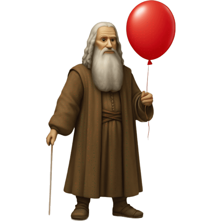 leonardo da Vinci holds a red balloon in his hand emoji