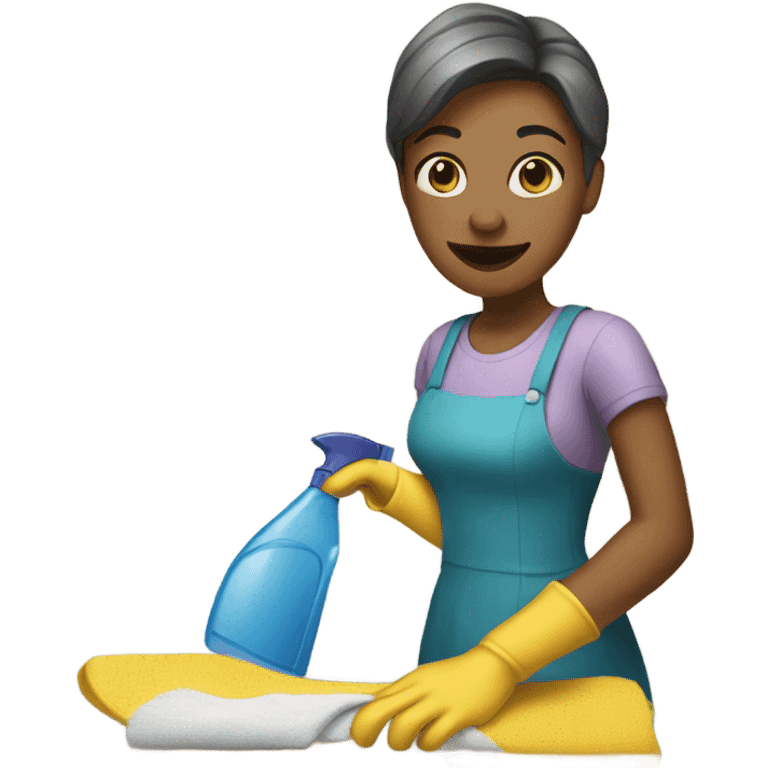 Woman with short hair cleaning a house emoji