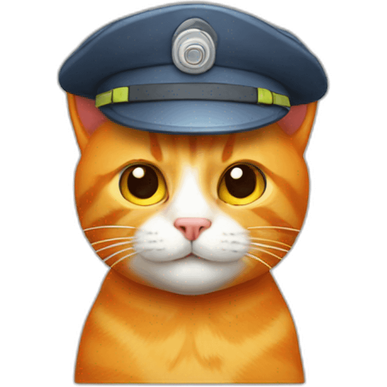 orange cat with engineer cap emoji