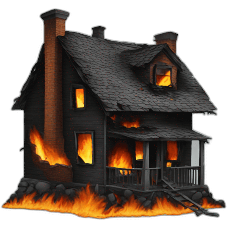 burnt down house emoji