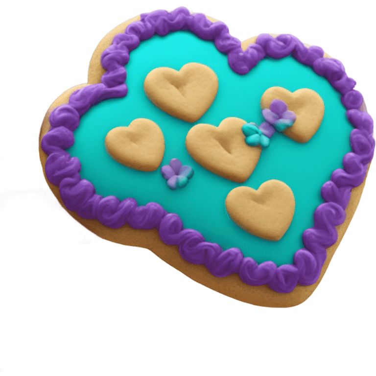 Teal purple Cookie heart with ohana emoji