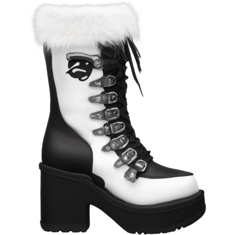 Platform Demonia High boots white fur emoji