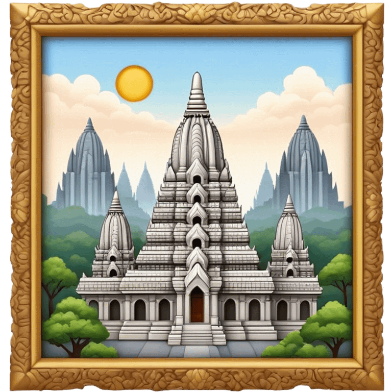 Cinematic Realistic Prambanan Temple Landmark Emoji, depicted as an ornate Hindu temple complex rendered with lifelike detail and dramatic, historical lighting. emoji