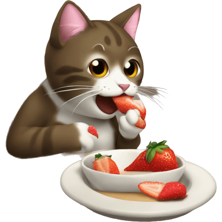 Gato comiendo una fresa  emoji