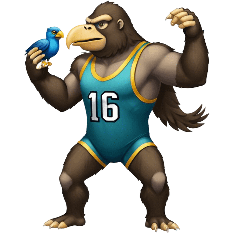 king kong wearing eagles sleeveless jersey blue and yellow bird emoji