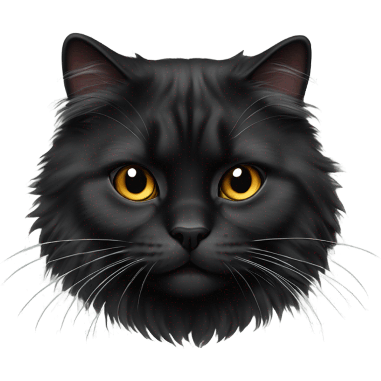 Puffy black Siberian cat emoji