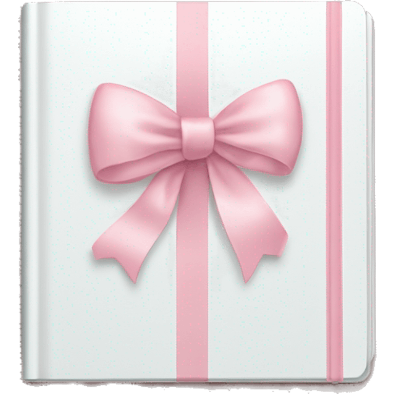 white notebook with a light pink bow emoji