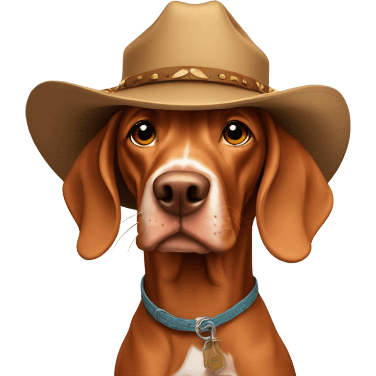 Vizsla dog in cowboy hat emoji