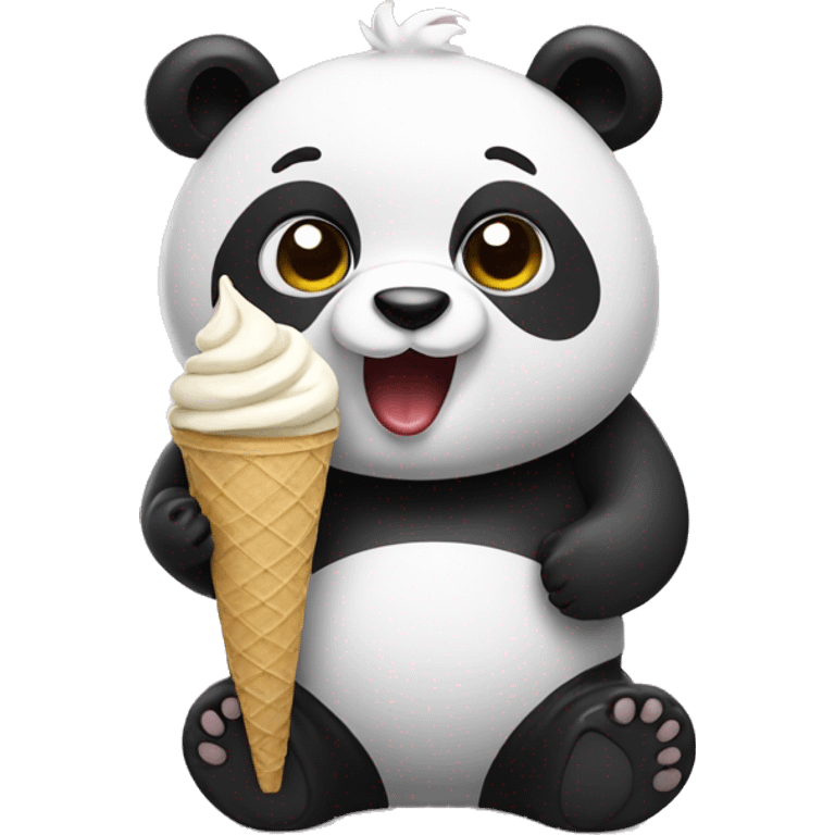 Panda eating ice cream emoji